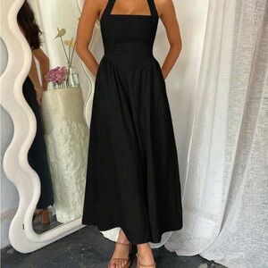 SHEIN Black Halter Midi Dress